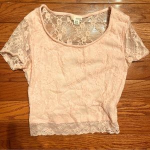 Garage Pink Lace Crop Top